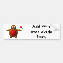 Cute robin with a rose bumper stickers