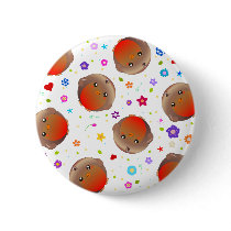 Cute robins and flowers pattern pinback buttons