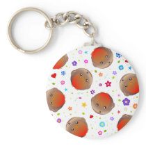 Cute robins and flowers pattern key chain
