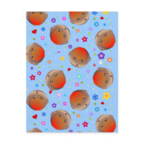 Cute robins and flowers pattern postcard