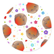 Cute robins and flowers pattern stickers