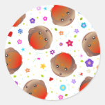 Cute robins and flowers pattern stickers