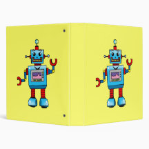cute robot, back to school 3 ring binders