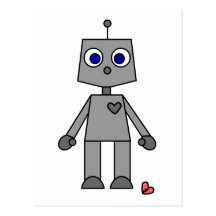Cute Robot With A Broken Heart Post Cards
