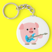 Cute Rockin' Cartoon  Pig Keychain