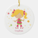 Cute roller skater girl personalized ornament