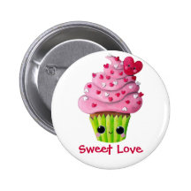 Cute Romantic Cupcake Buttons
