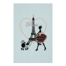 Cute romantic vintage girl silhouette walking stationery design