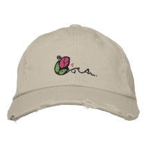Cute Rose Bud Design Hat Embroidered Baseball Cap