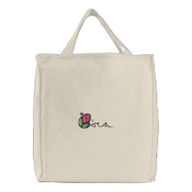Cute Rose Bud Design Tote Embroidered Bags