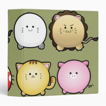 cute round animals notebook 3 ring binder