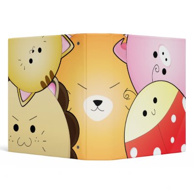 cute round animals notebook vinyl binders by dooni_notebooks