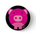 Cute Round Pig Cartoon Button