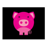 Cute Round Pig Cartoon Post Card