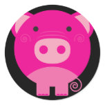 Cute Round Pig Cartoon Round Sticker