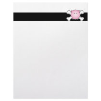 cute round pink piggy crossbones design letterhead template