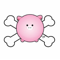 cute round pink piggy crossbones design cut outs