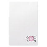 cute round pink piggy crossbones design custom stationery