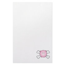 cute round pink piggy crossbones design custom stationery