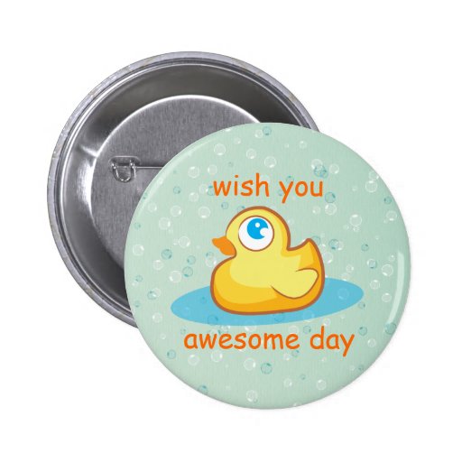Cute rubber duck with bubbles button