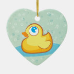 Cute rubber duck with bubbles ornament