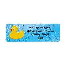 Cute Rubber Ducky/Blue Bubbles Custom Return Address Label