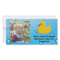 Cute Rubber Ducky/Blue Bubbles Customized Photo Card