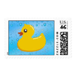Cute Rubber Ducky/Blue Bubbles Postage Stamp