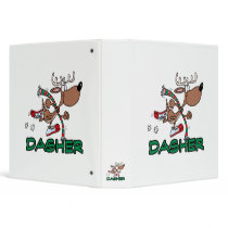 cute running reindeer DASHER cartoon Binder