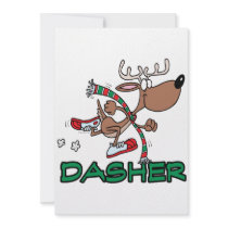 cute running reindeer DASHER cartoon Custom Invitation