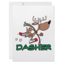 cute running reindeer DASHER cartoon Custom Invitations