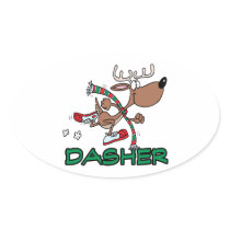cute running reindeer DASHER cartoon Sticker
