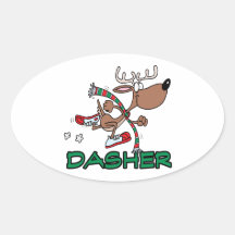 cute running reindeer DASHER cartoon Sticker