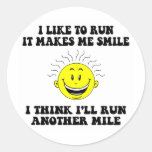 Cute running saying round sticker