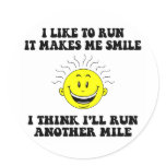 Cute running saying round stickers