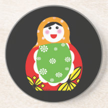 cute Russian nesting doll Beverage Coasters