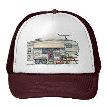 Cute RV Vintage Fifth Wheel Camper Travel Trailer Hats