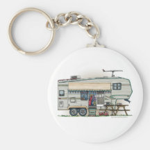 Cute RV Vintage Fifth Wheel Camper Travel Trailer Key Chains