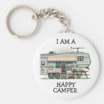 Cute RV Vintage Fifth Wheel Camper Travel Trailer Keychains