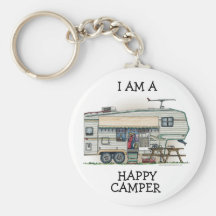 Cute RV Vintage Fifth Wheel Camper Travel Trailer Keychains