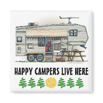 Cute RV Vintage Fifth Wheel Camper Travel Trailer Fridge Magnets