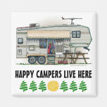 Cute RV Vintage Fifth Wheel Camper Travel Trailer Fridge Magnets