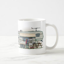 Cute RV Vintage Fifth Wheel Camper Travel Trailer Coffee Mugs