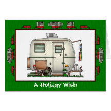 Cute RV Vintage Glass Egg Camper Trailer Holiday Cards