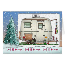 Cute RV Vintage glass egg camper Trailer Holiday Cards