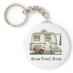 Cute RV Vintage Glass Egg Camper Travel Trailer Key Chains