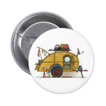 Cute RV Vintage Teardrop  Camper Travel Trailer Buttons