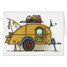 Cute RV Vintage Teardrop  Camper Travel Trailer Card