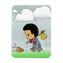 Cute sad boy rectangular magnet