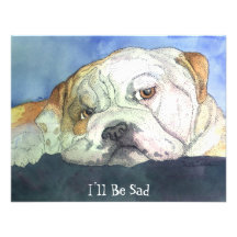 Cute Sad Bulldog Party Invitatations Custom Invite